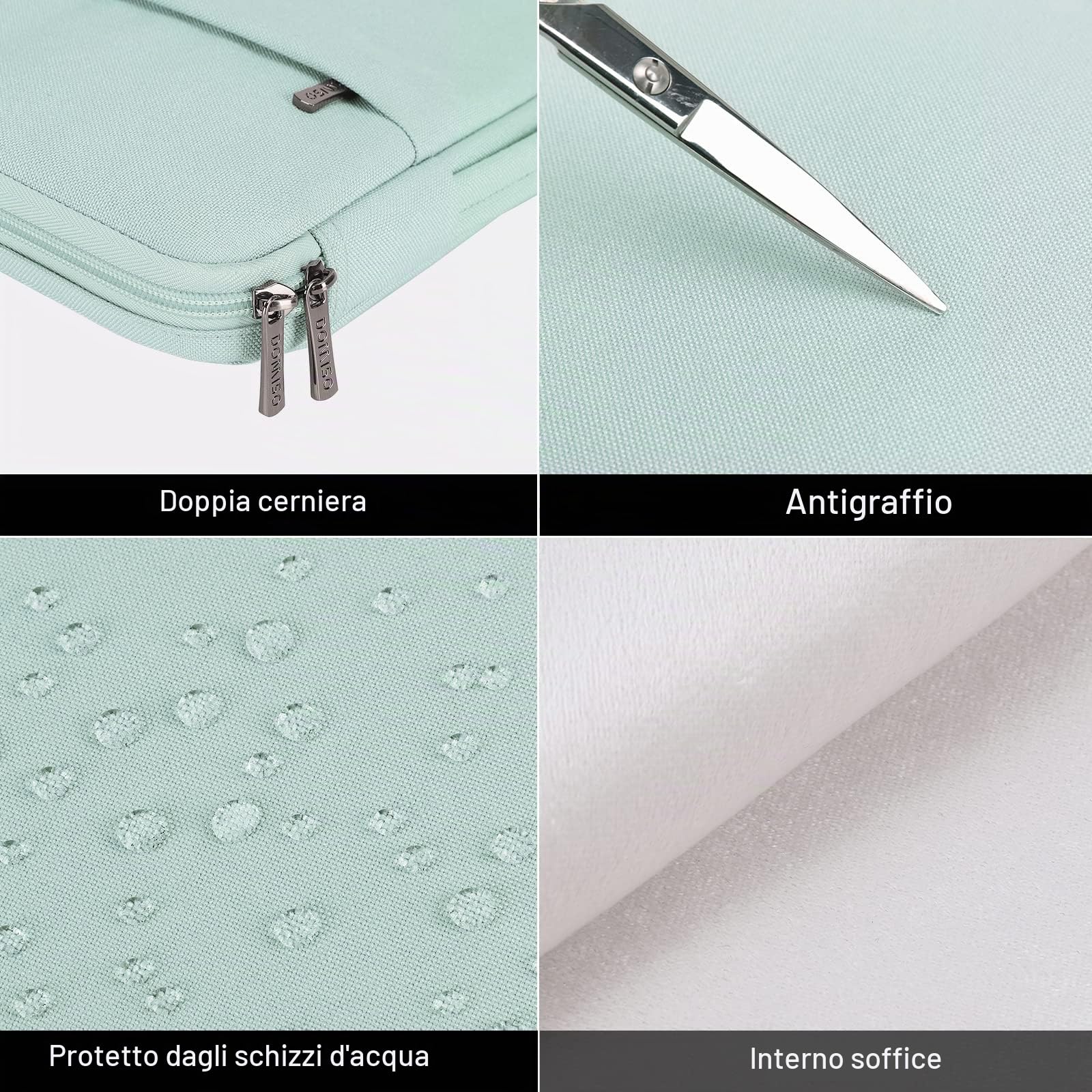 Domiso Laptop Sleeve 17,3 Pollici custodia laptop impermeabile verde menta