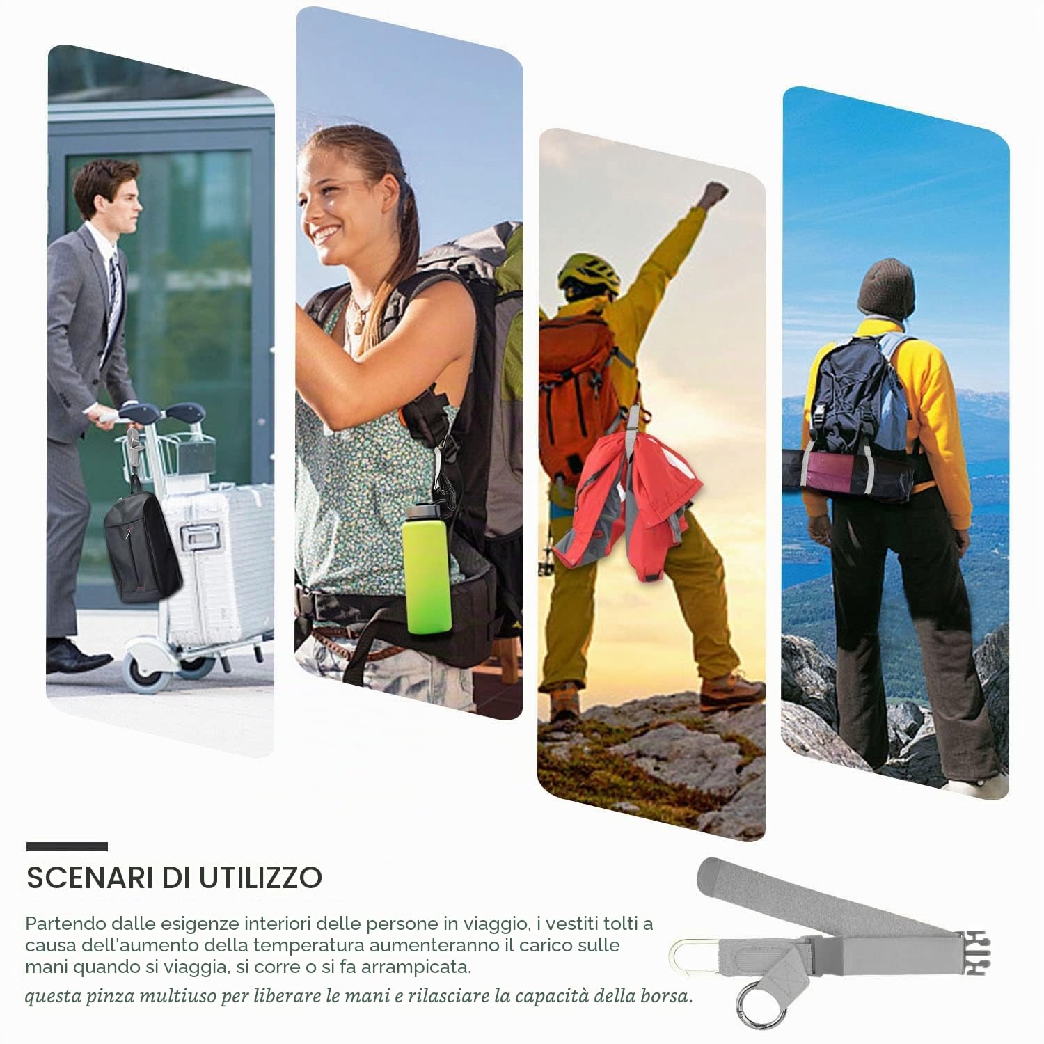 ZINZ Luggage Straps cinghia elastica da viaggio grigio argento