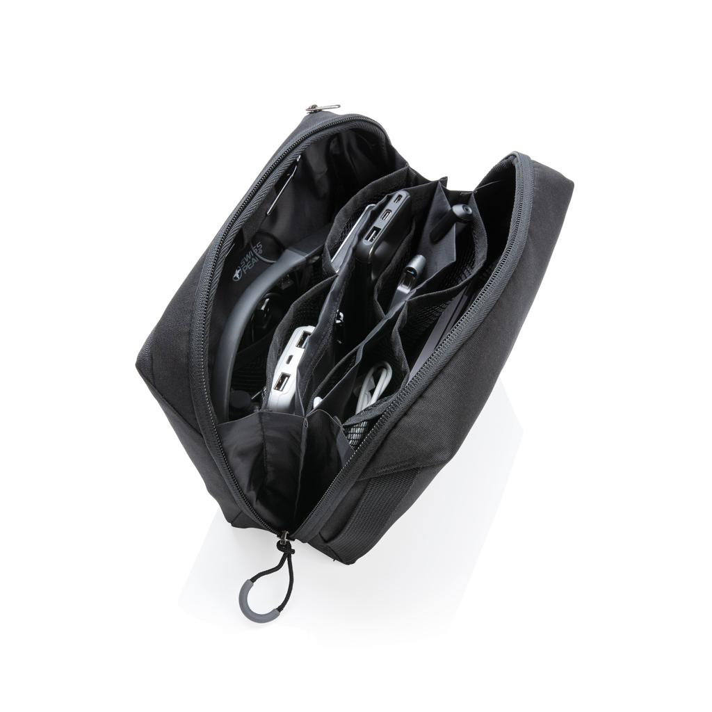 Swiss Peak Tech custodia tecnica AWARE™ nera per cavi riciclata