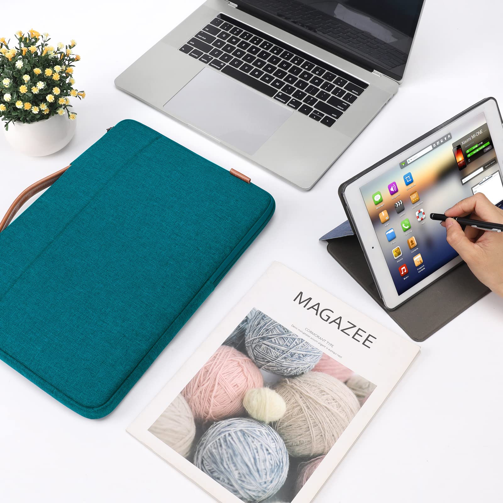 Domiso Laptop Sleeve 15,6 pollici custodia laptop turchese impermeabile