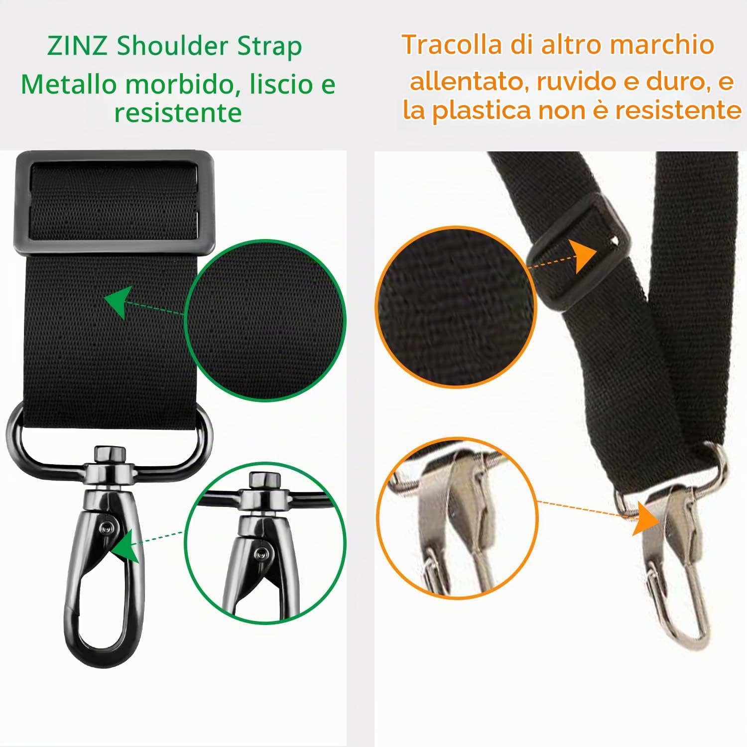 ZINZ Shoulder Pads Cinturino Spalla 58" con Imbottitura Fissa Spessa nero