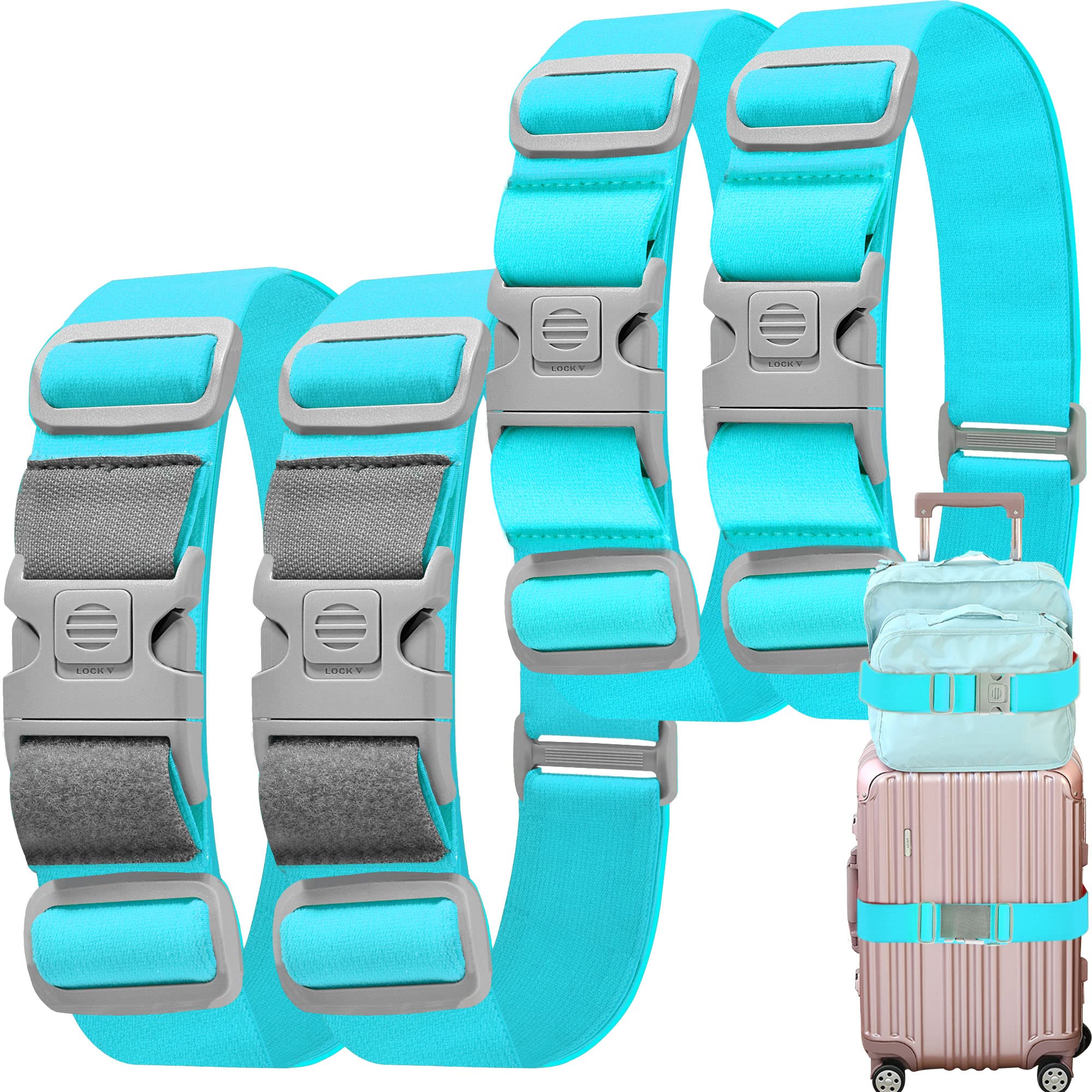 ZINZ Luggage Straps cinghie elastiche per bagagli 4 pezzi verde chiaro