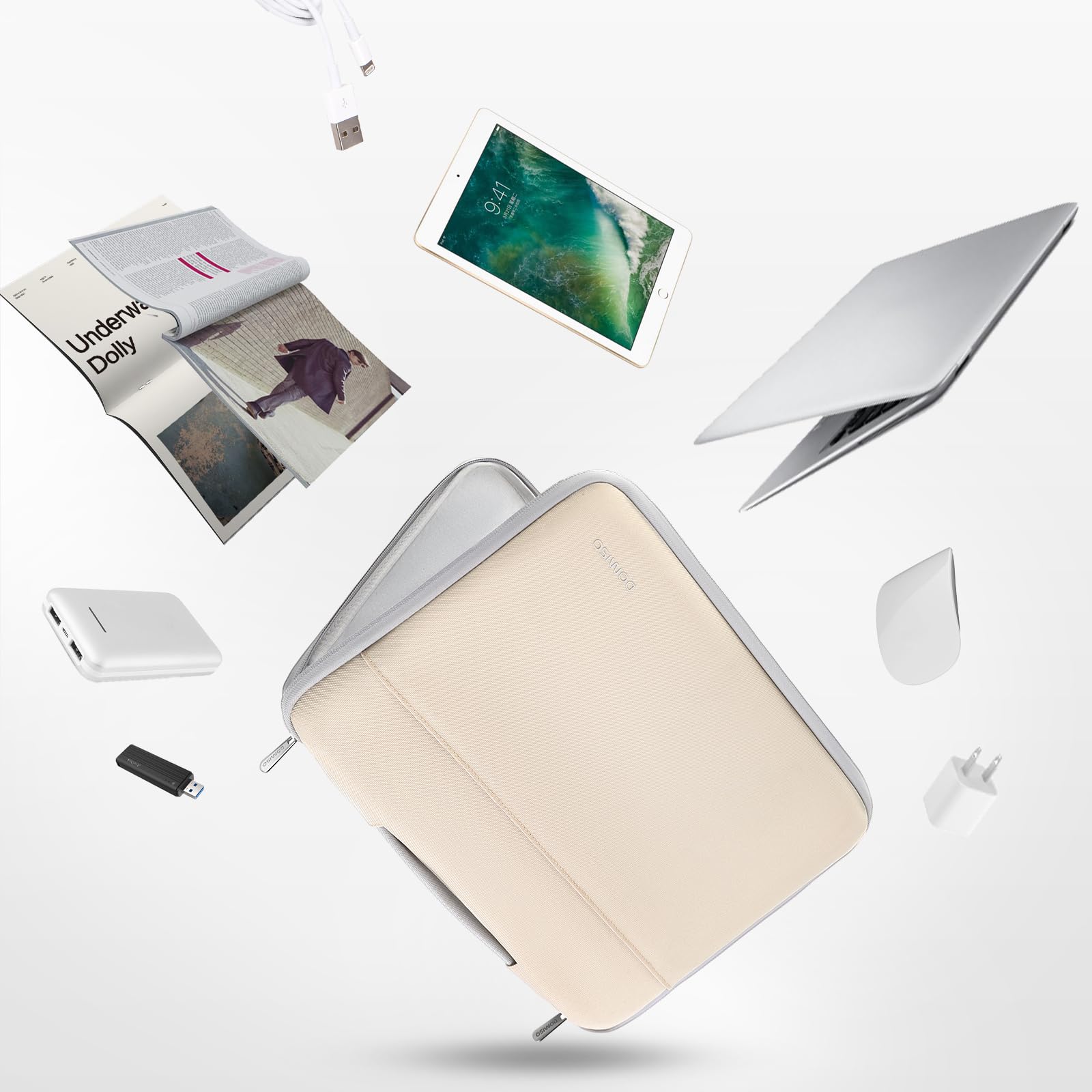 Domiso Laptop Sleeve 17,3 Pollici custodia laptop beige antiurto