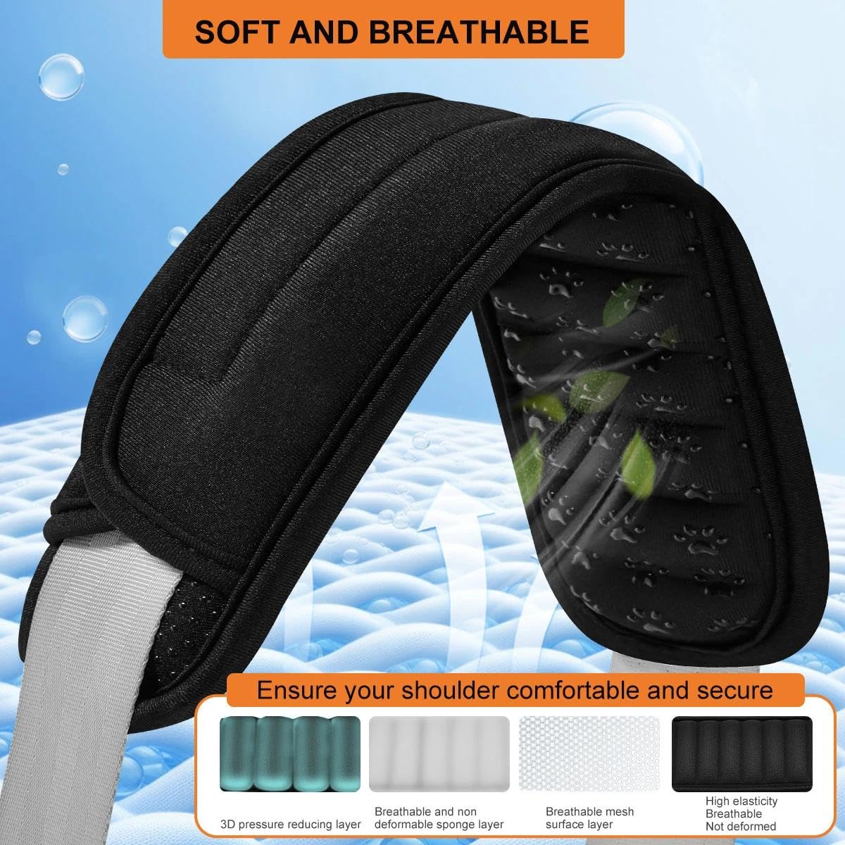 ZINZ Shoulder Pads poggiatesta 3D 2 pezzi nero antiscivolo