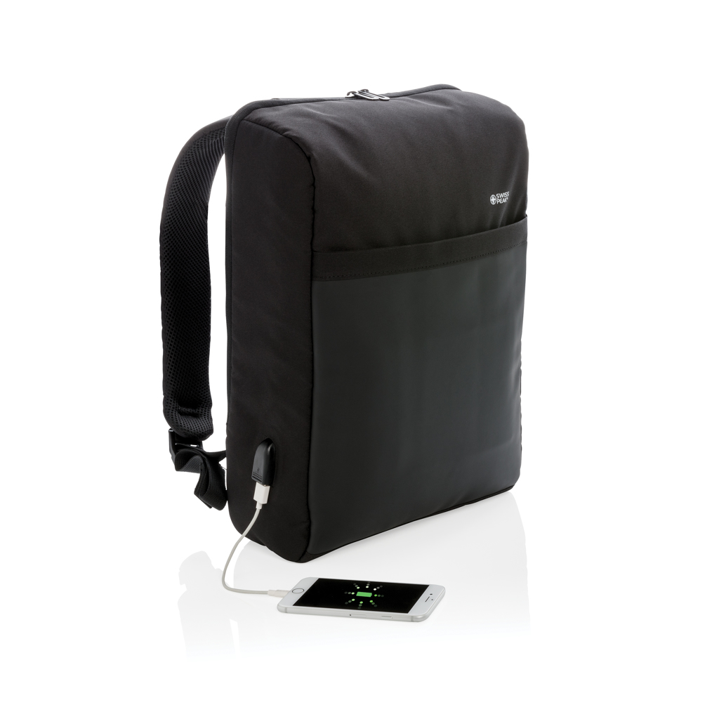 Swiss Peak Zaini RFID & USB zaino da 15″ nero antitaccheggio