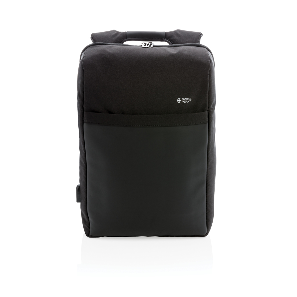 Swiss Peak Zaini RFID & USB zaino da 15″ nero antitaccheggio