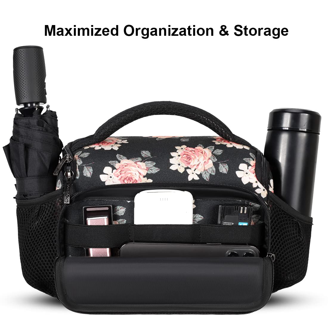 Domiso DSLR Camera Bag borsa fotocamera a tracolla Fiore impermeabile