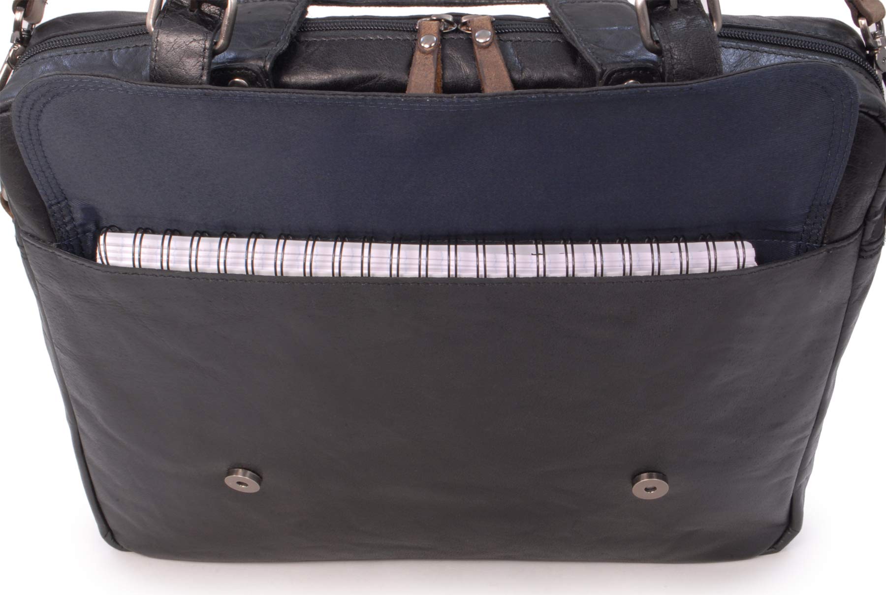 Ashwood Man Bags & Briefcases F-83 borsa laptop nera in pelle vintage