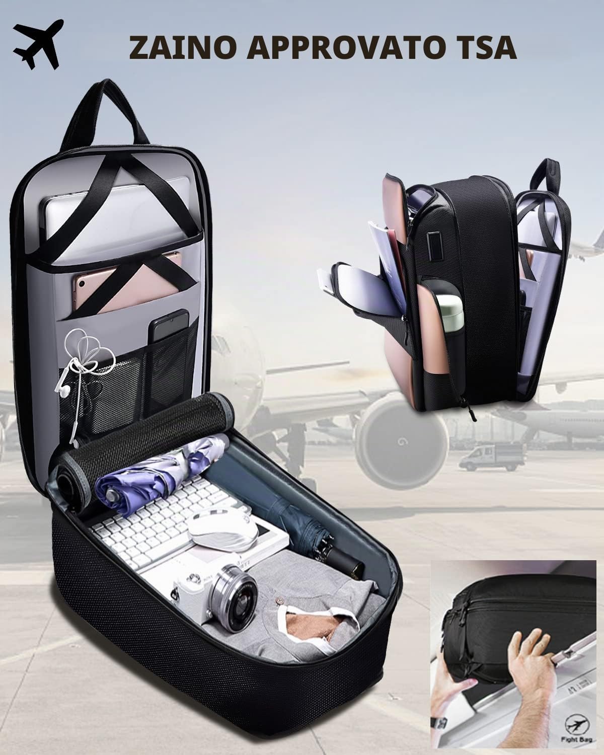 ZINZ Backpacks 15,6" zaino laptop Nero espandibile