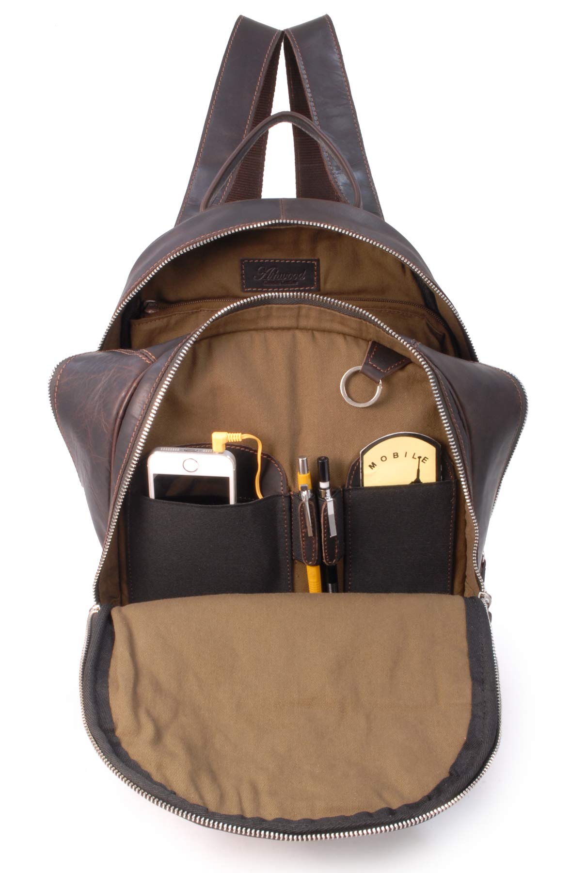 Ashwood Rucksacks 1663 zaino marrone in pelle con scomparto laptop