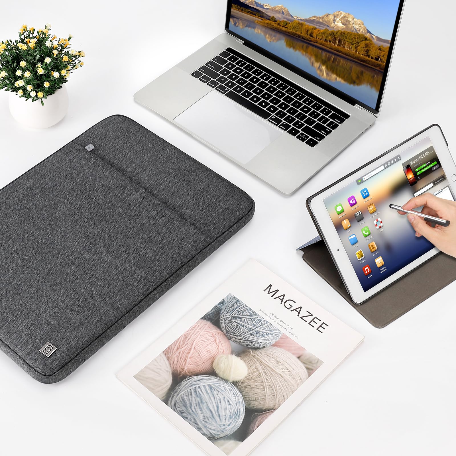 Domiso Laptop Sleeve 13,3 Pollici custodia laptop grigio scuro impermeabile