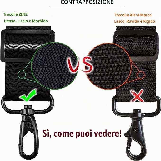 ZINZ Shoulder Pads 144,8 cm tracolla imbottita nera regolabile