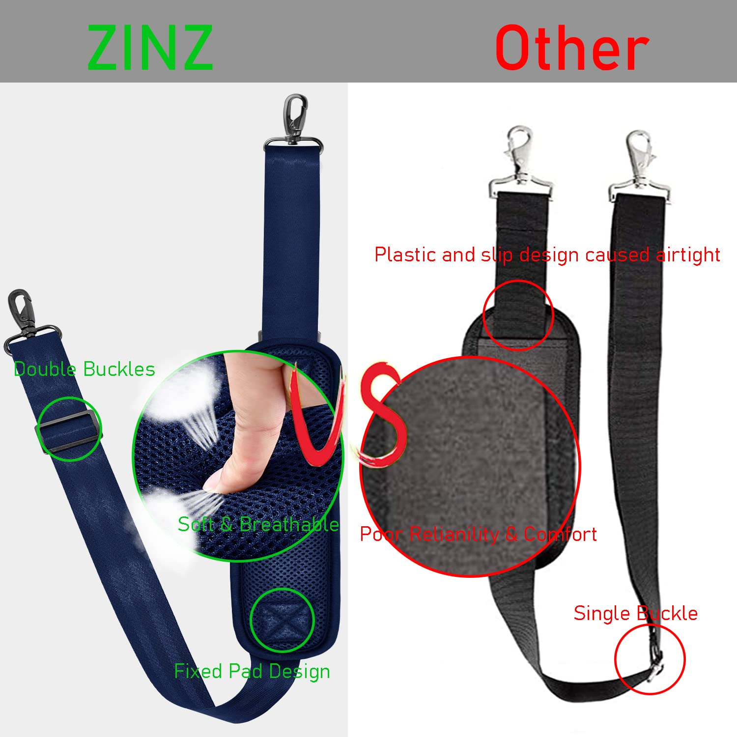ZINZ Shoulder Pads 77 Pollici tracolla blu con cuscino fisso spesso