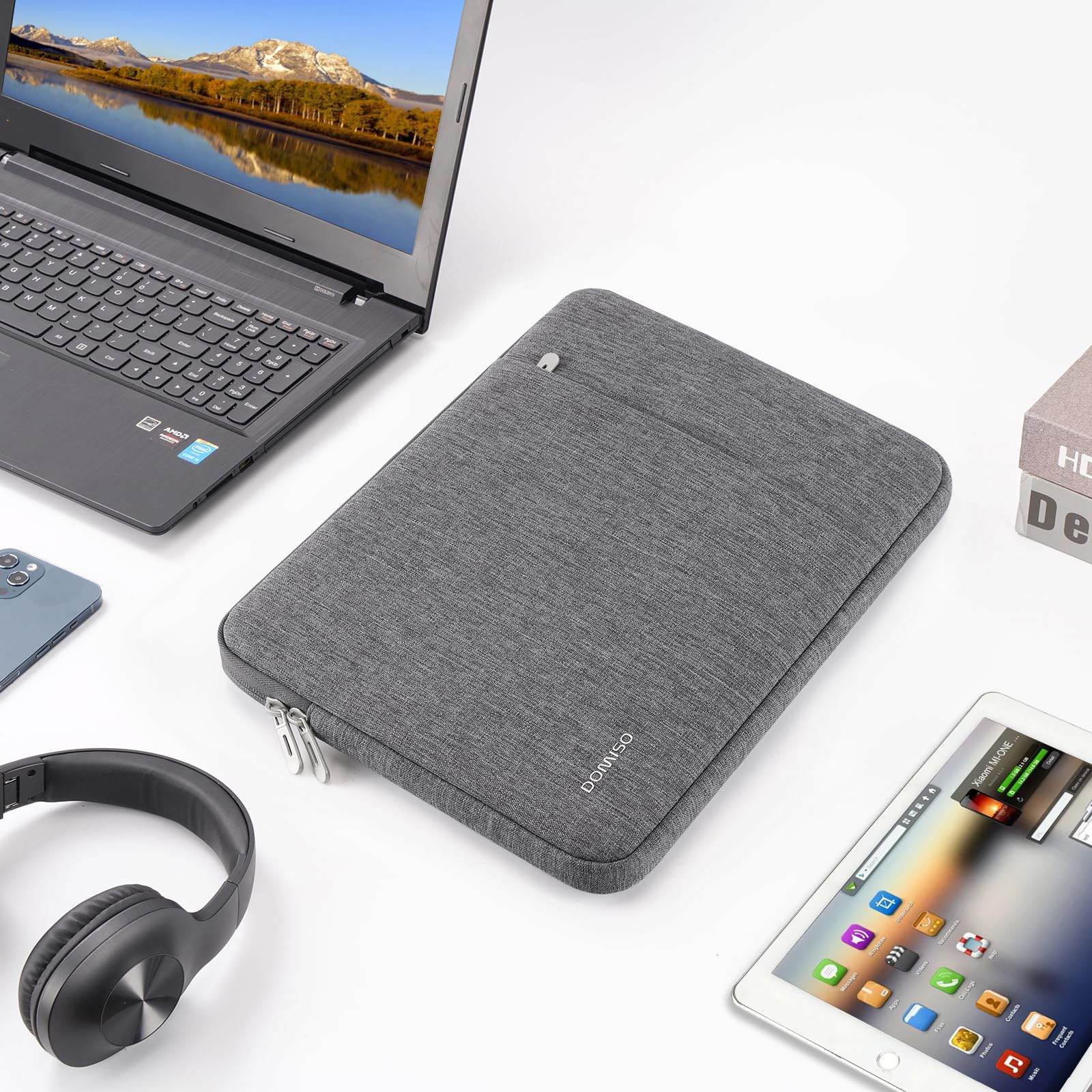 Domiso Laptop Sleeve 17,3 pollici custodia grigia impermeabile