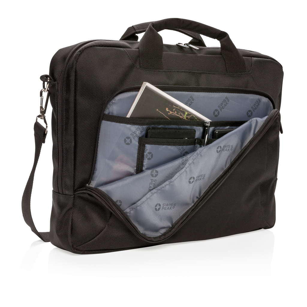 Swiss Peak Borse porta PC Borsa porta PC da 15″ deluxe borsa nero 1680D