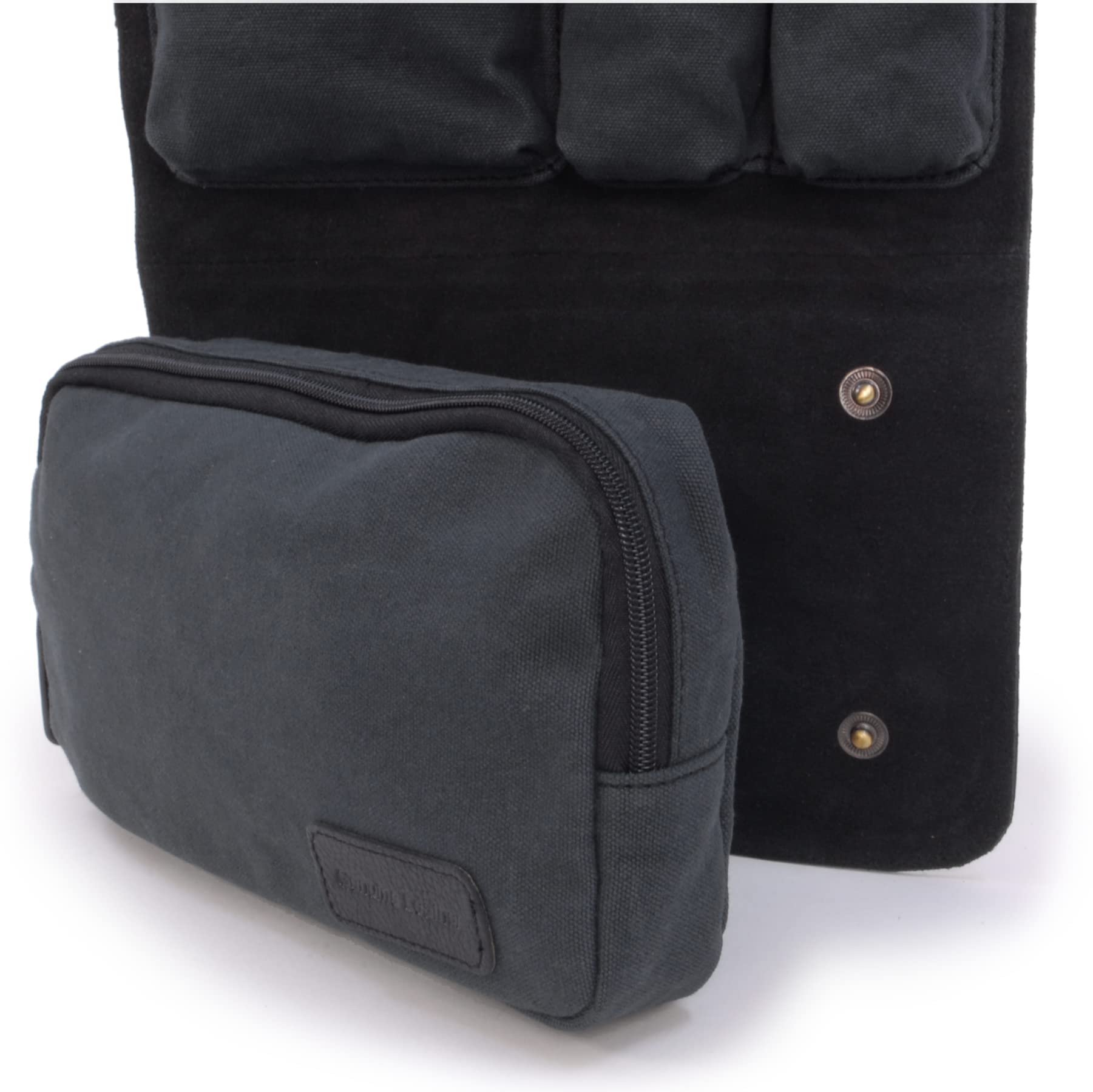 Ashwood Hammersmith 7010 beauty case da viaggio nero in pelle e tela