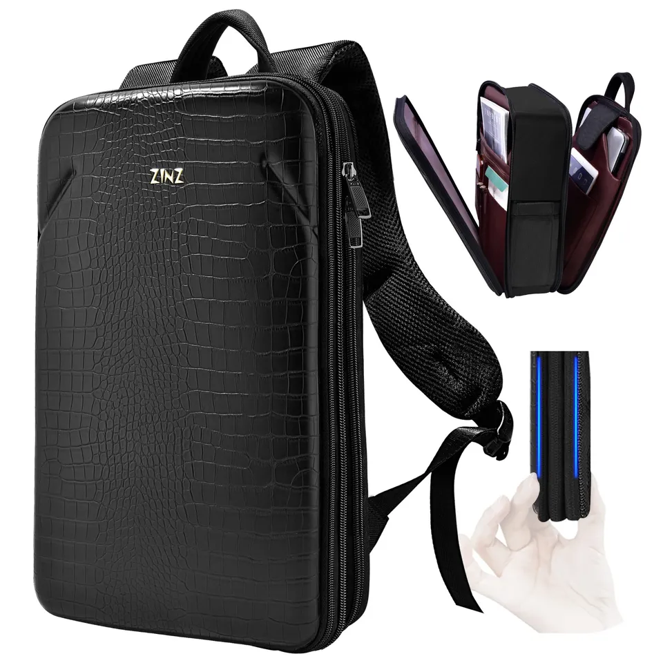 ZINZ Backpacks Zaino Sottile per Laptop da 15,6" con Capacità Variabile medio nero