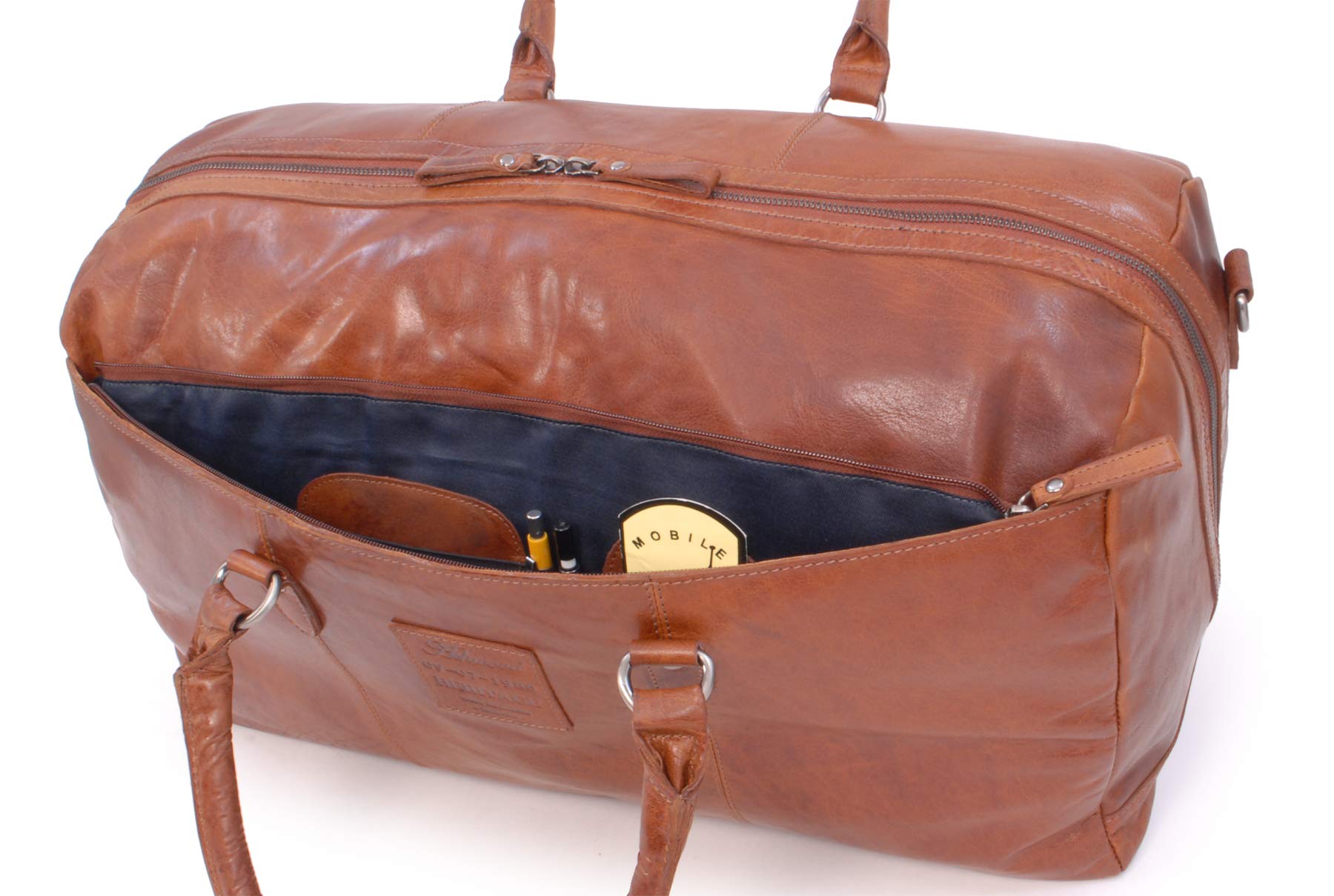 Ashwood Holdalls F-87 borsone da viaggio miele marrone in pelle vintage