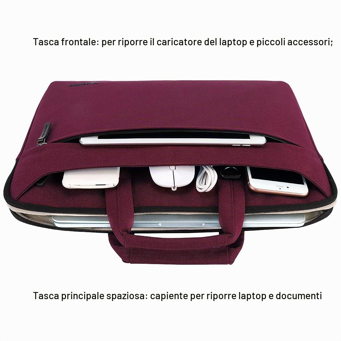 Domiso Laptop Briefcase 14 pollici borsa laptop fucsia impermeabile