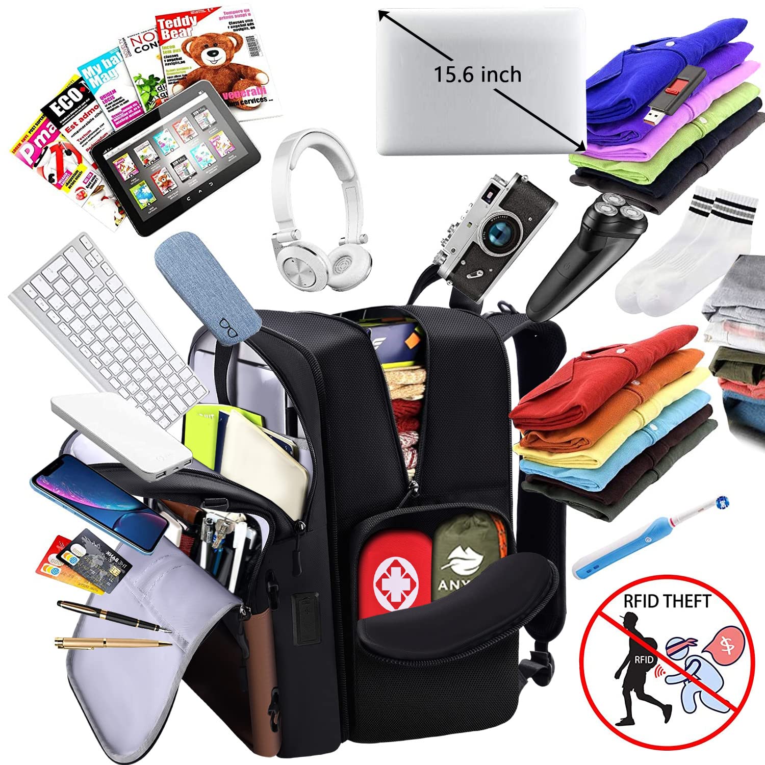 ZINZ Backpacks zaino sottile ed espandibile 15,6 pollici per laptop