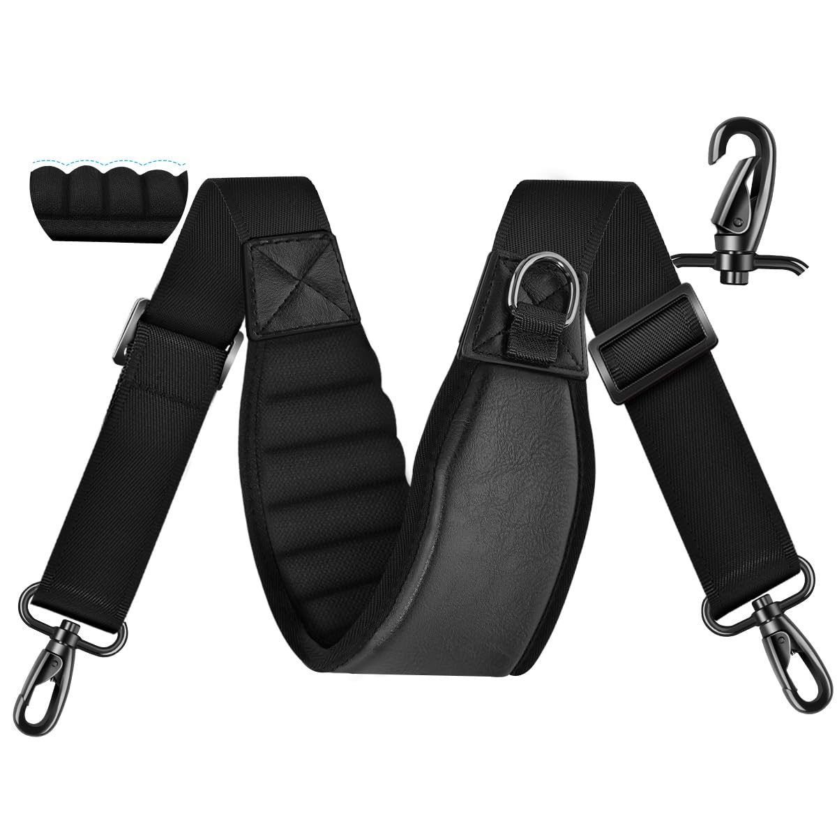 ZINZ Shoulder Pads Tracolla da 67" con design spesso imbottito, nera