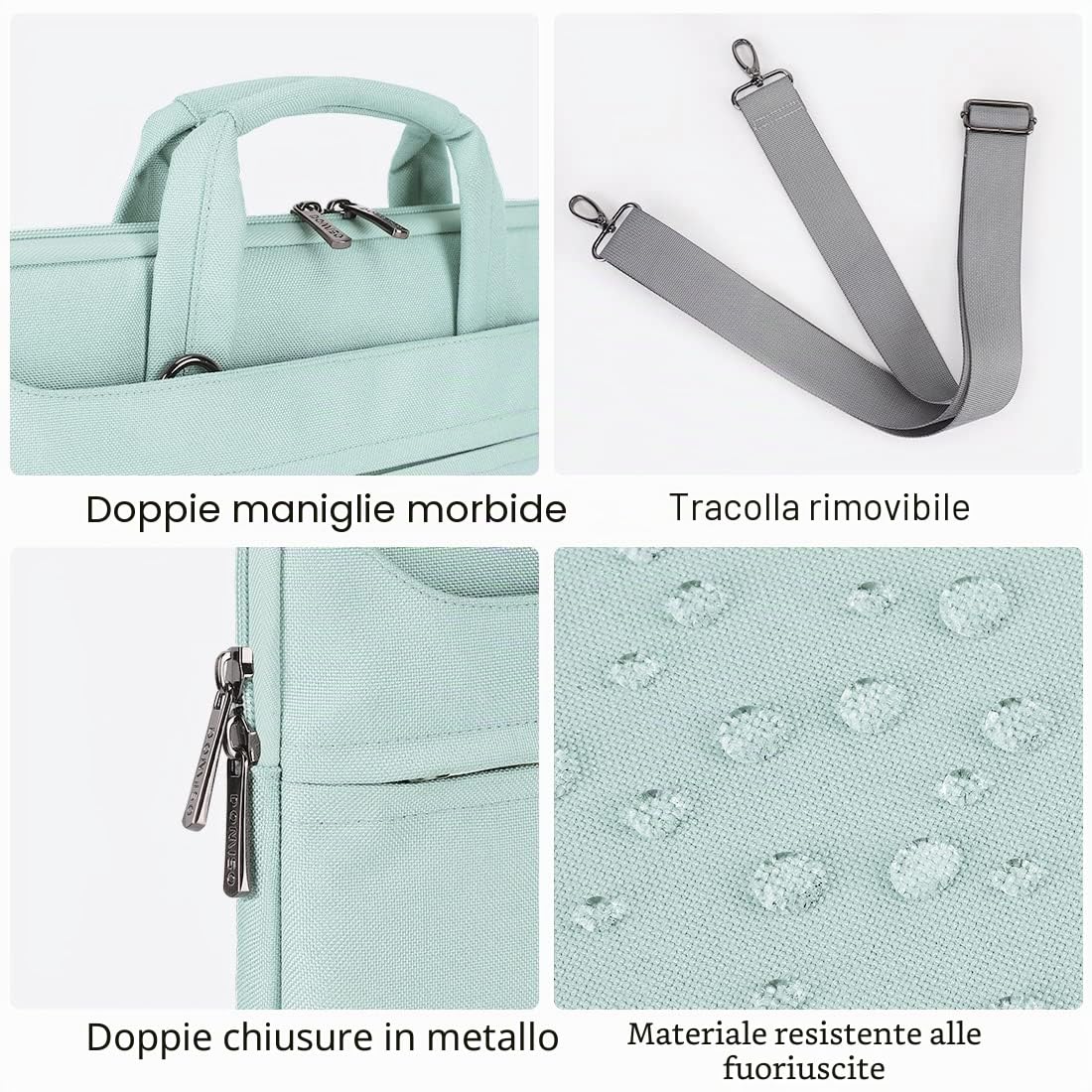 Domiso Laptop Briefcase 14" borsa laptop menta impermeabile