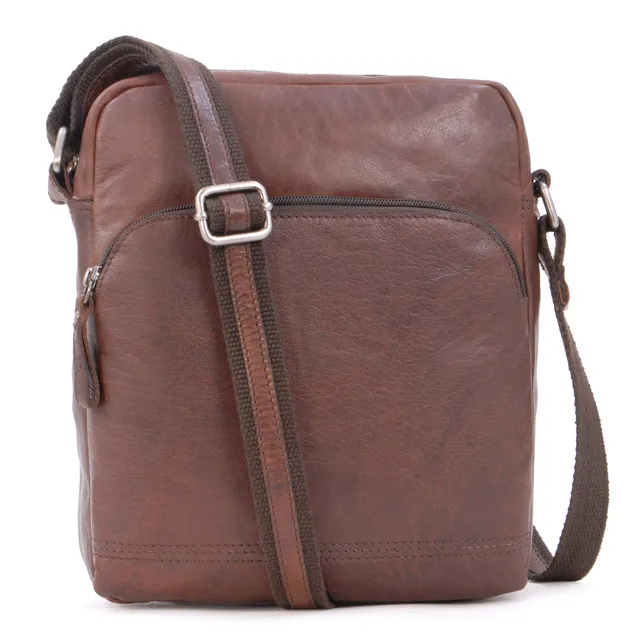 Ashwood Vera Pelle Vintage F-82 borsa messenger in pelle media