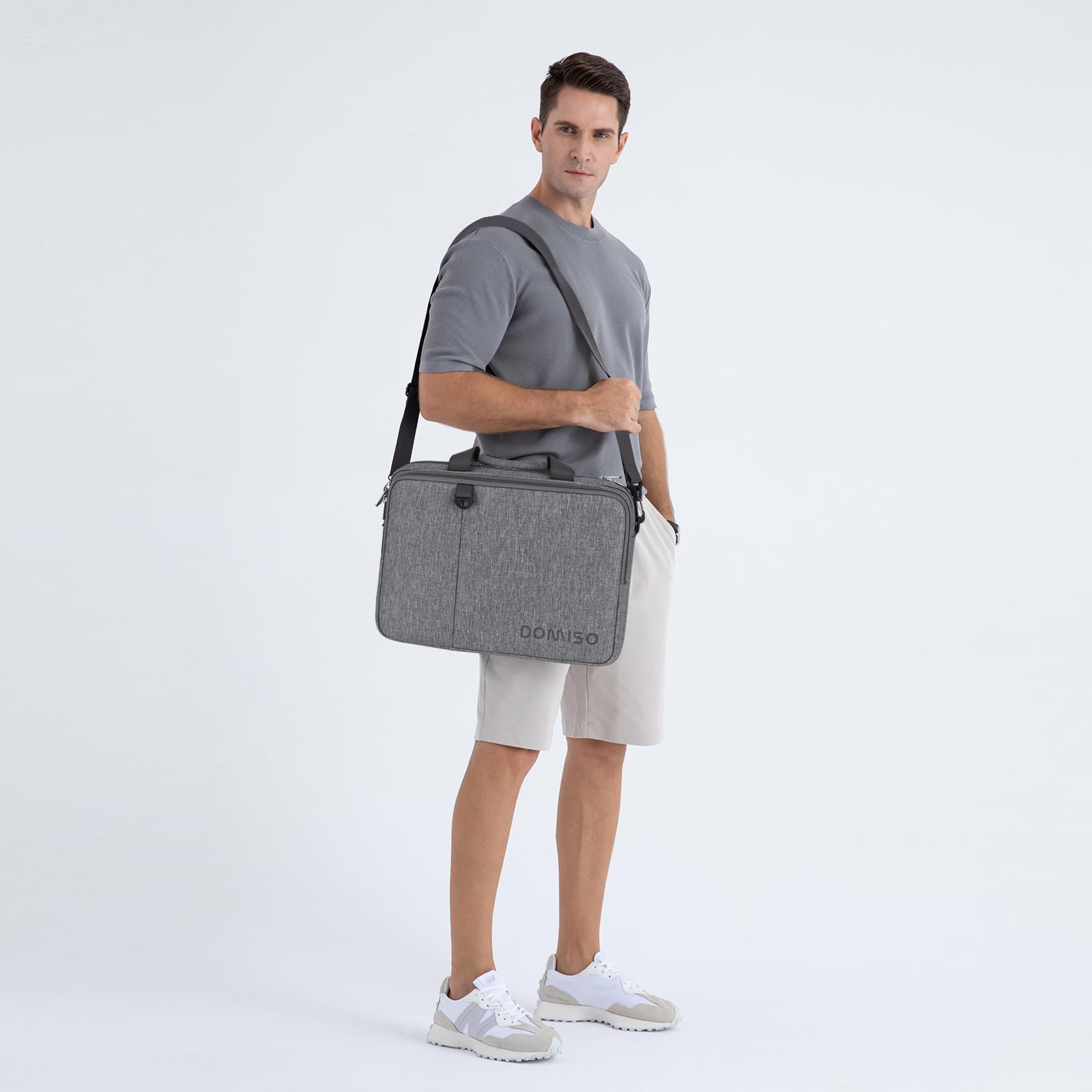 Domiso Laptop Briefcase 15,6 pollici borsa grigia impermeabile