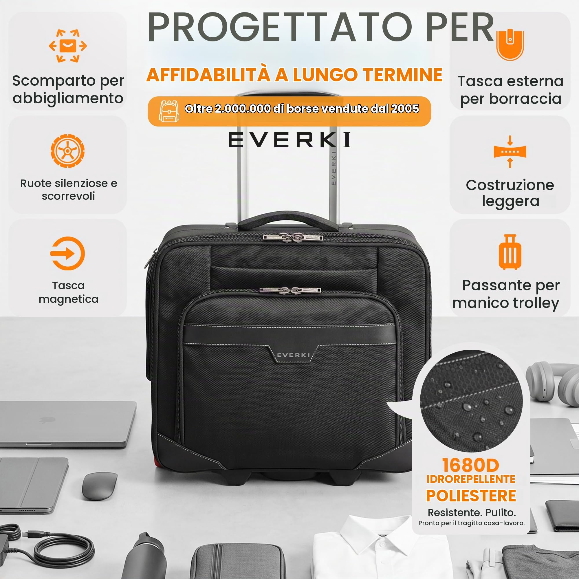 EVERKI Borse per Portatile con Ruote Journey EKB440 trolley laptop Nero 16" 27 L