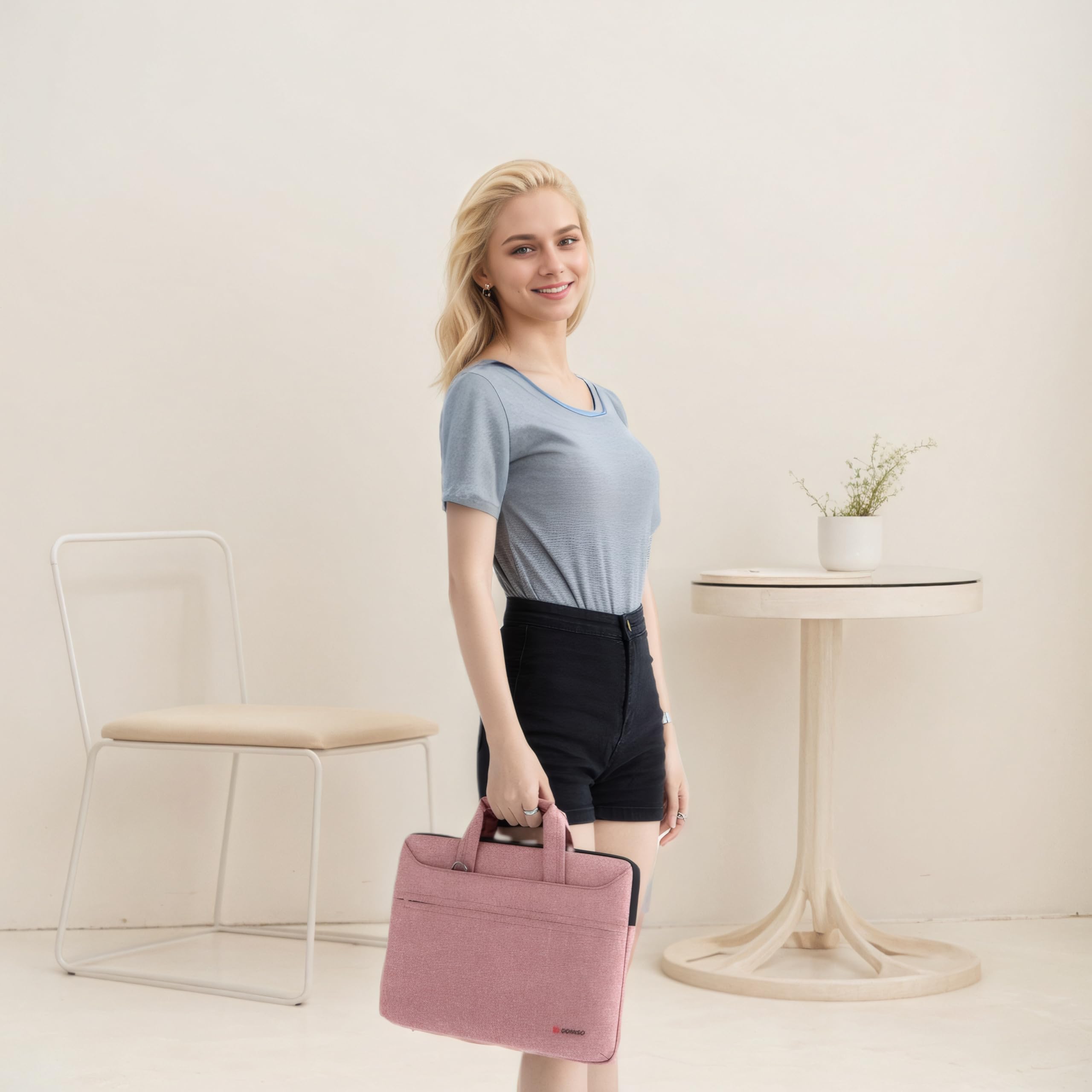 DOMISO Laptop Briefcase 17.3 Pollici borsa laptop rosa impermeabile