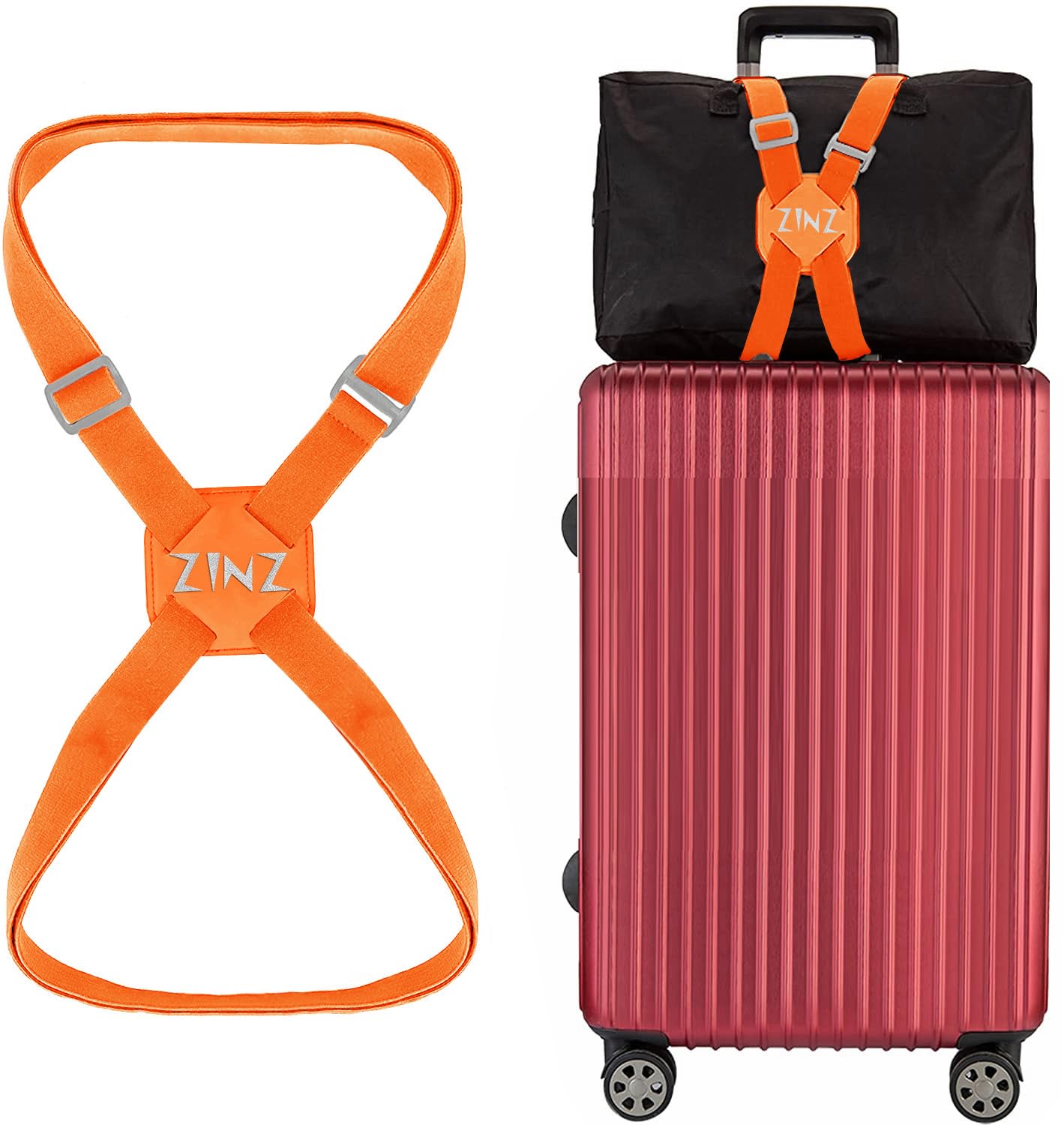 ZINZ Luggage Straps Cintura Elastica Regolabile cinghia valigia Arancia US
