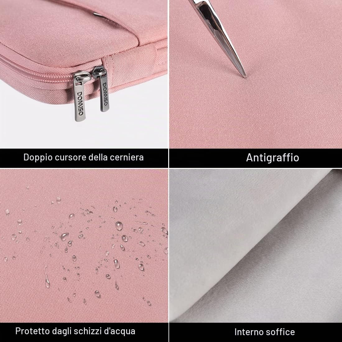 Domiso Laptop Sleeve 13,3 pollici custodia laptop rosa impermeabile