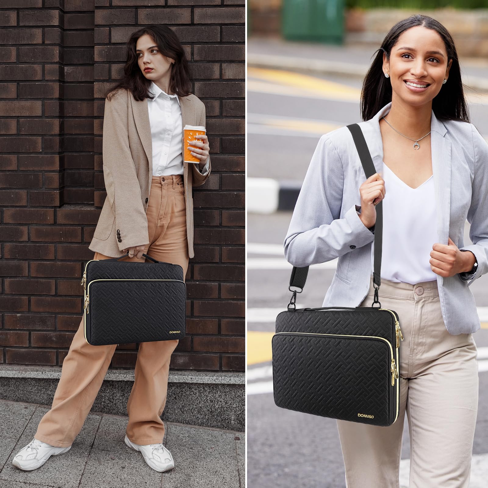 Domiso Laptop Briefcase 15,6 pollici borsa laptop nera impermeabile