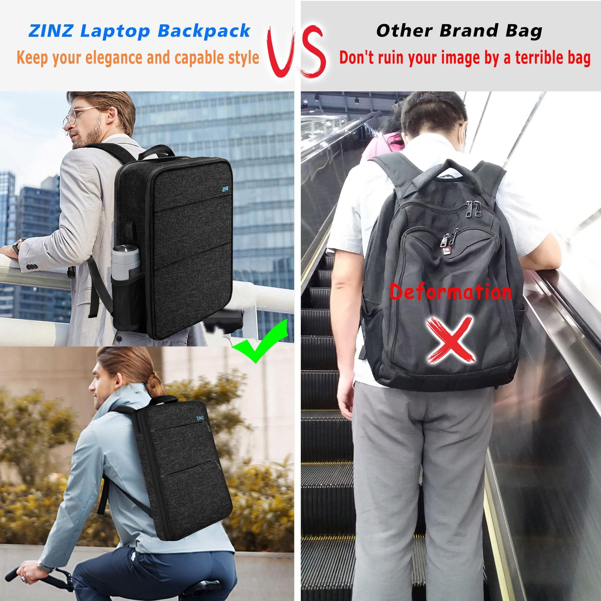 ZINZ Zaini zaino sottile espandibile per PC 13-14 pollici B02K01