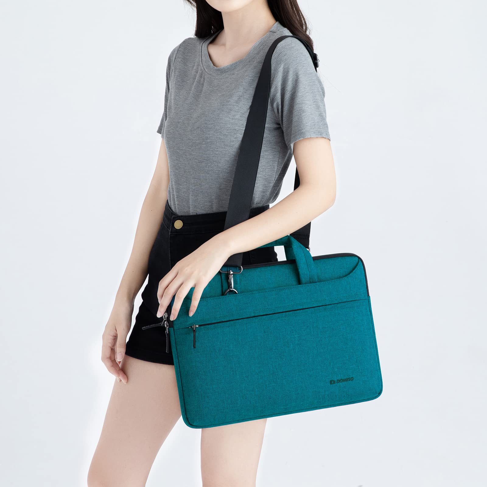 Domiso Laptop Briefcase 17,3 pollici borsa laptop verde acqua impermeabile