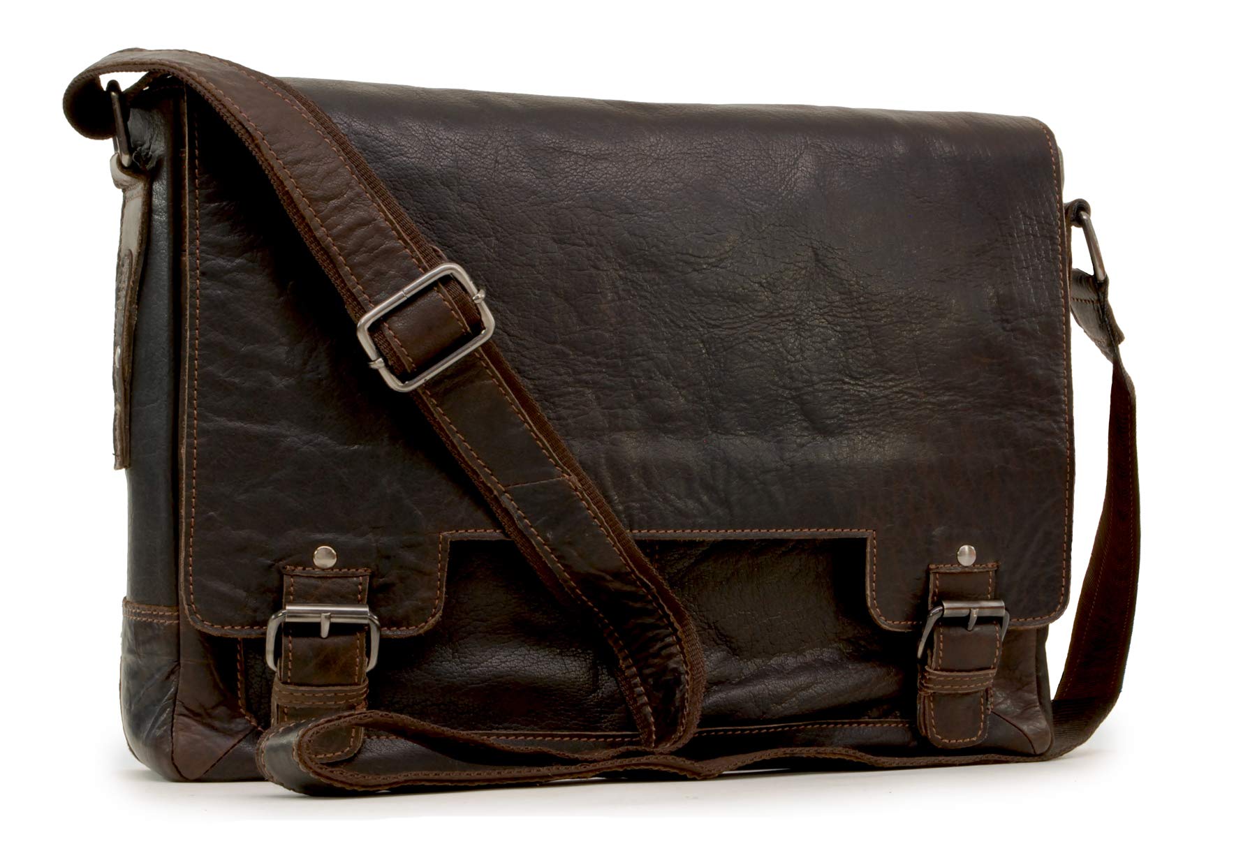 Ashwood Kingston Leather Companion 8343 borsa messenger in pelle con scomparto laptop
