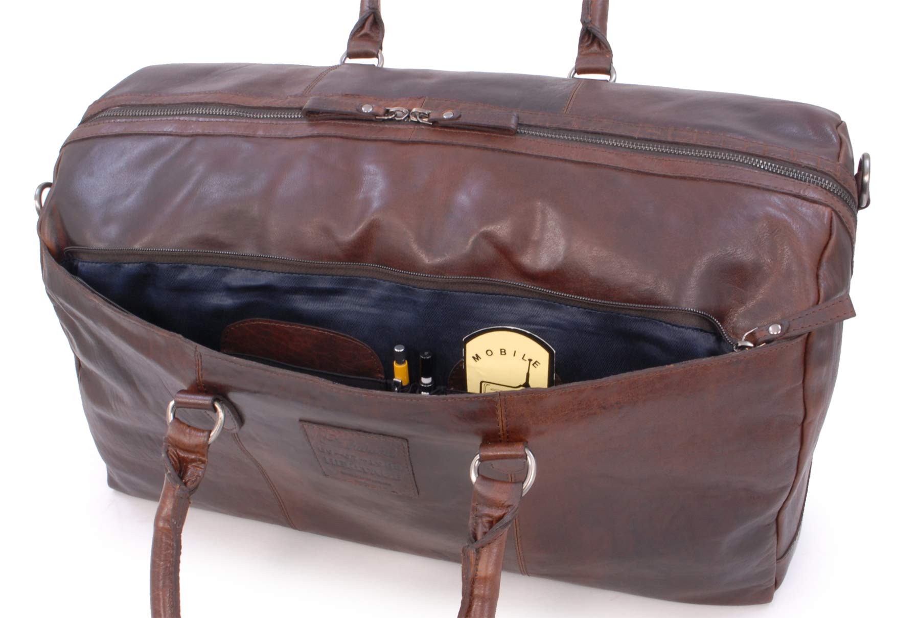 Ashwood Holdalls F-87 borsone da viaggio brandy in pelle