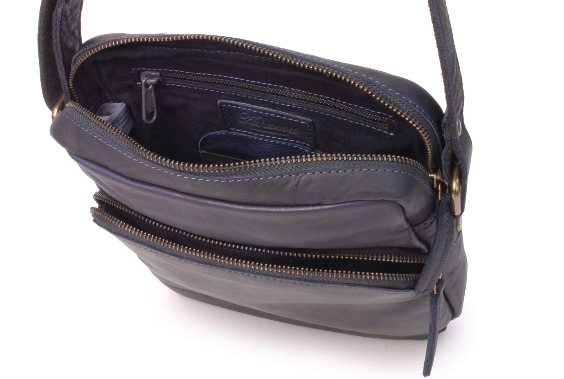 Ashwood Vera Pelle Vintage F-82 borsa messenger in pelle media