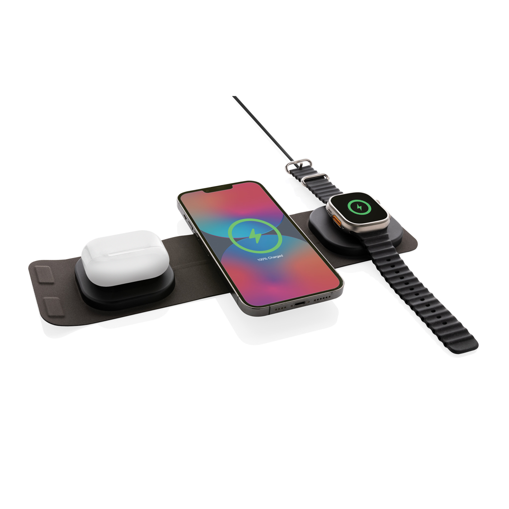 Swiss Peak Tech caricatore wireless 15W 3 in 1 grigio, 1 pezzo RCS