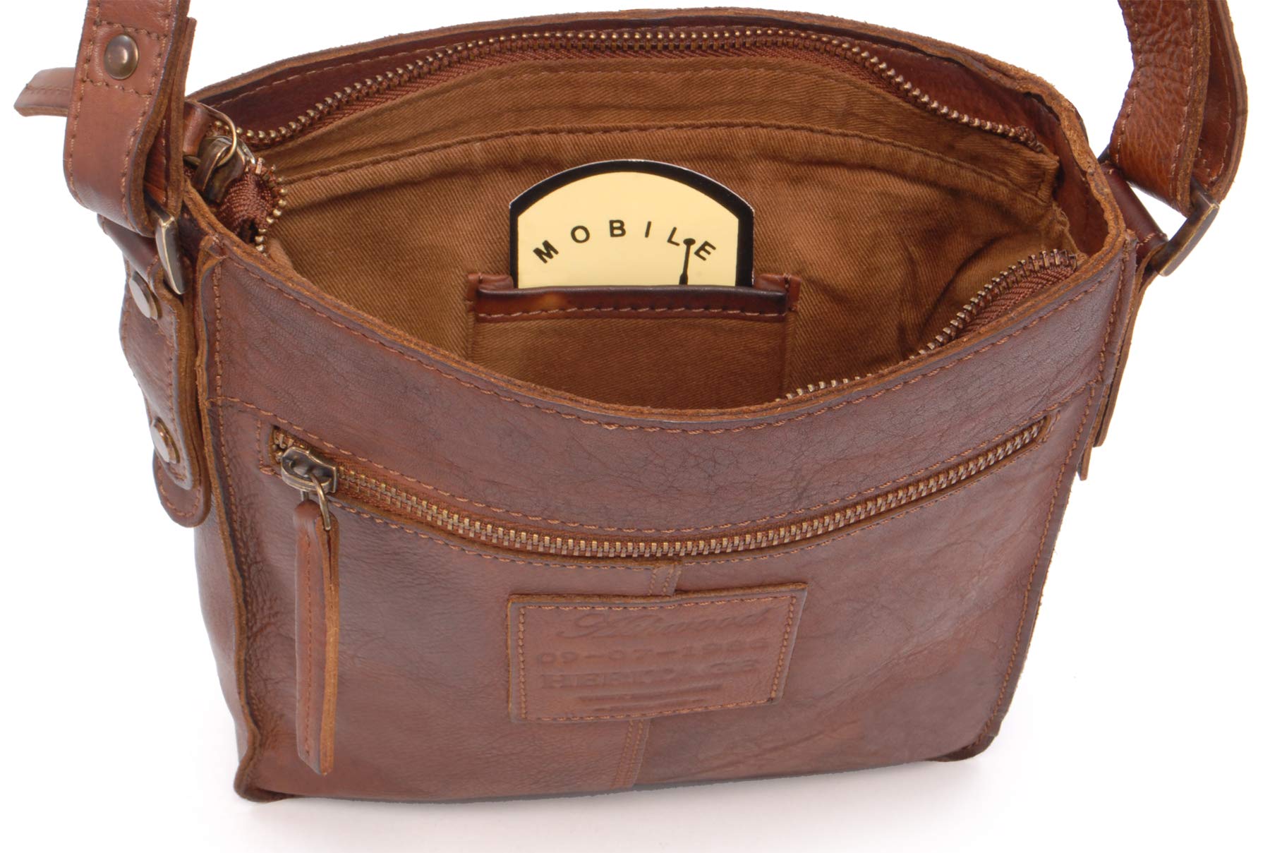 Ashwood Man Bags & Briefcases 7993 borsa a tracolla marrone chiaro in pelle