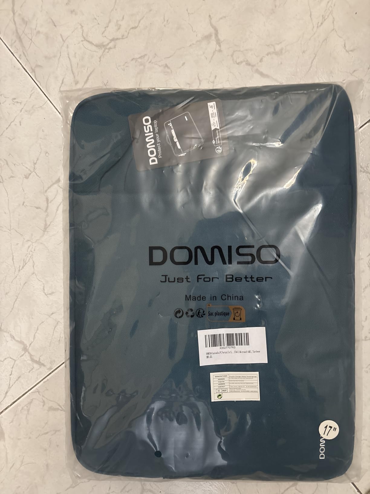 Domiso Laptop Sleeve 17,3 pollici custodia laptop Turchese impermeabile