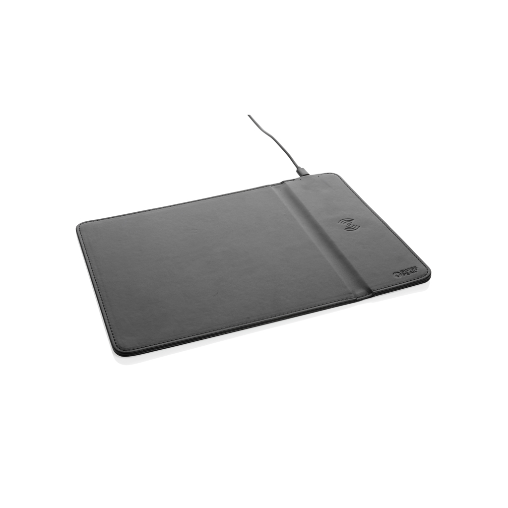 Swiss Peak Tech Tappetino mouse con ricarica wireless 10W in PU riciclato nero