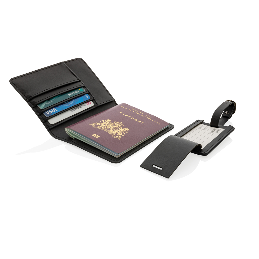 Swiss Peak Ufficio & Scrittura Set regalo in PU riciclato GRS portapassaporto nero