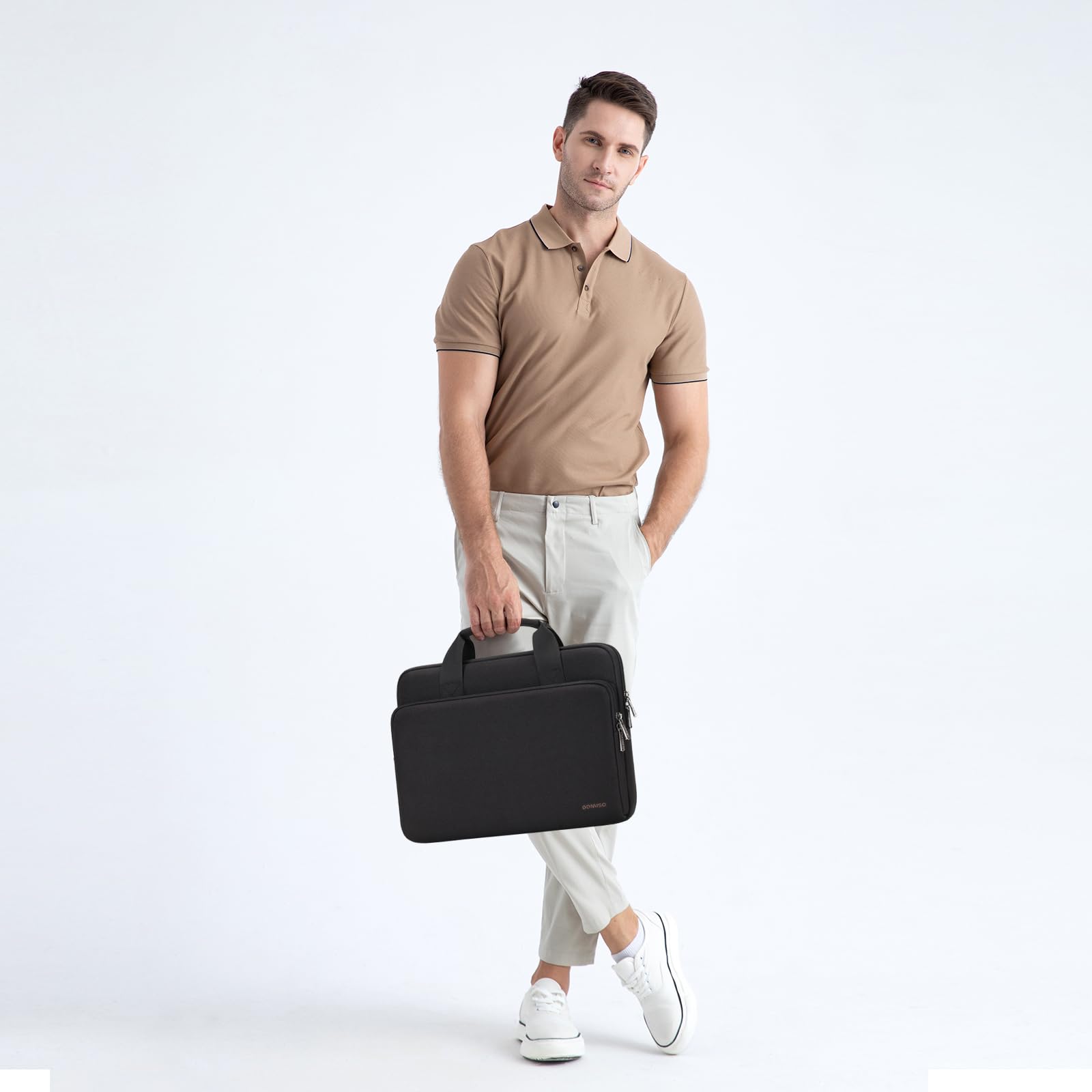 Domiso Laptop Sleeve 17,3 pollici custodia laptop nera con maniglia