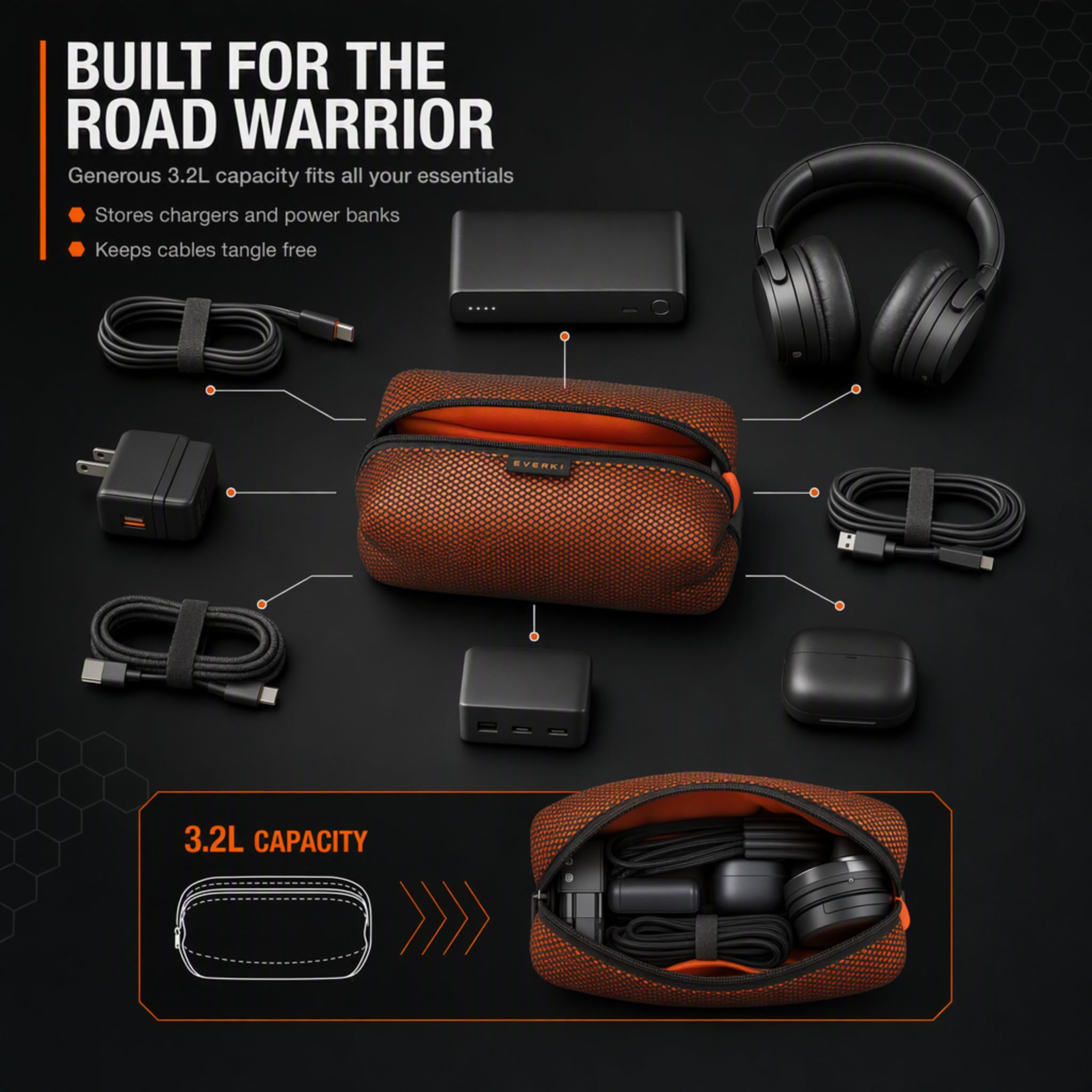 EVERKI Custodie per Portatile Pouch custodia accessori arancione in rete