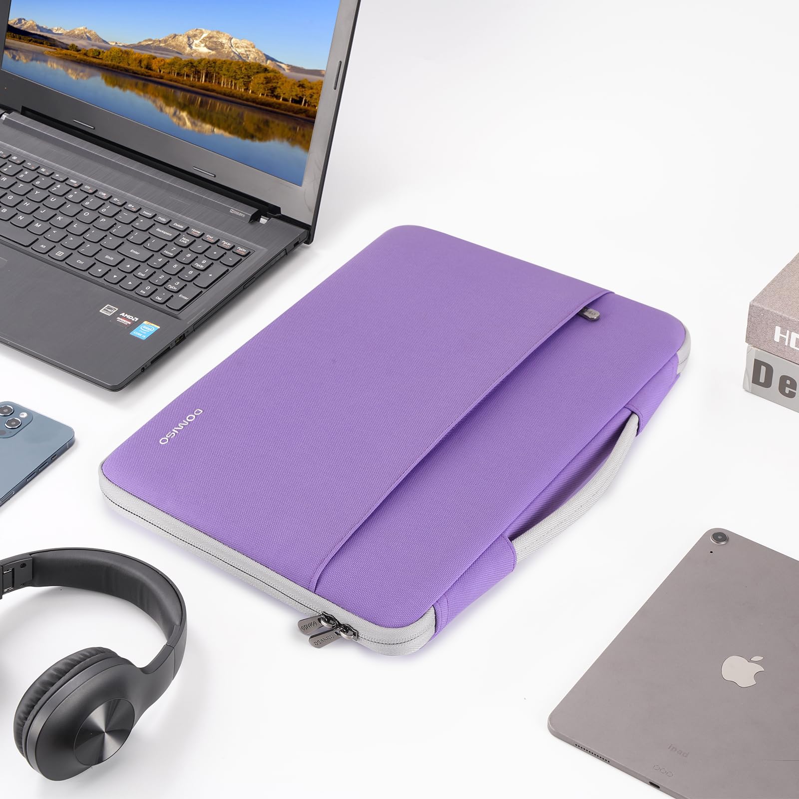 Domiso Laptop Sleeve 17,3 pollici custodia laptop viola impermeabile