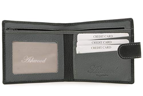 Ashwood Wallets 1222 portafoglio uomo NERO/GRIGIO in vera pelle
