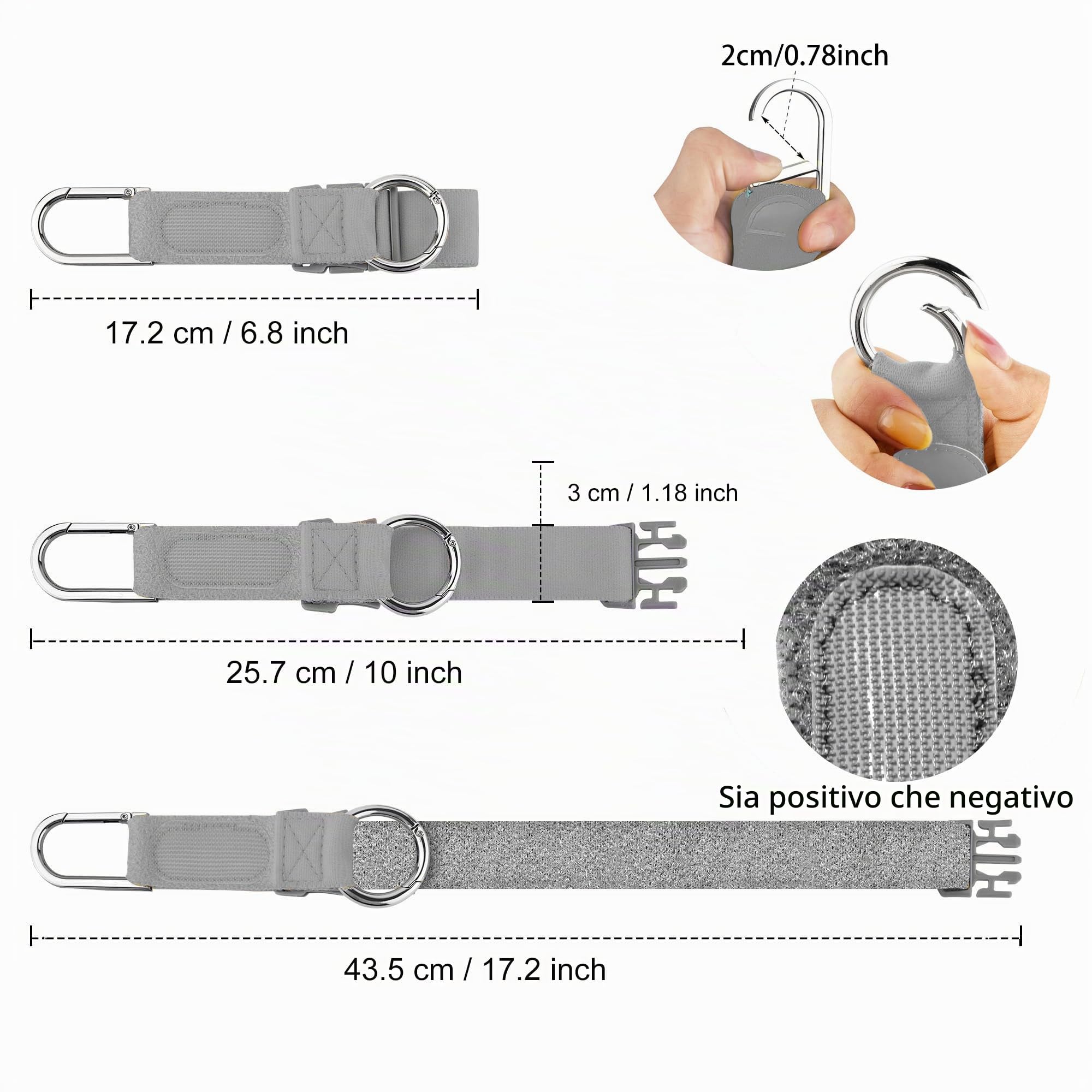ZINZ Luggage Straps cinghia elastica da viaggio grigio argento
