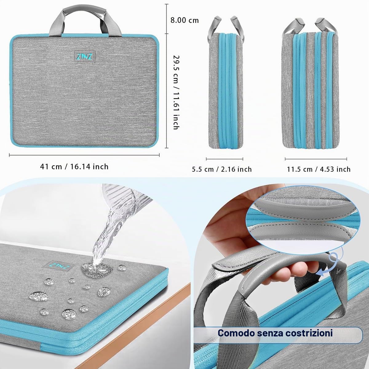 ZINZ Sleeves custodia laptop 15-16" G01y01 impermeabile espandibile