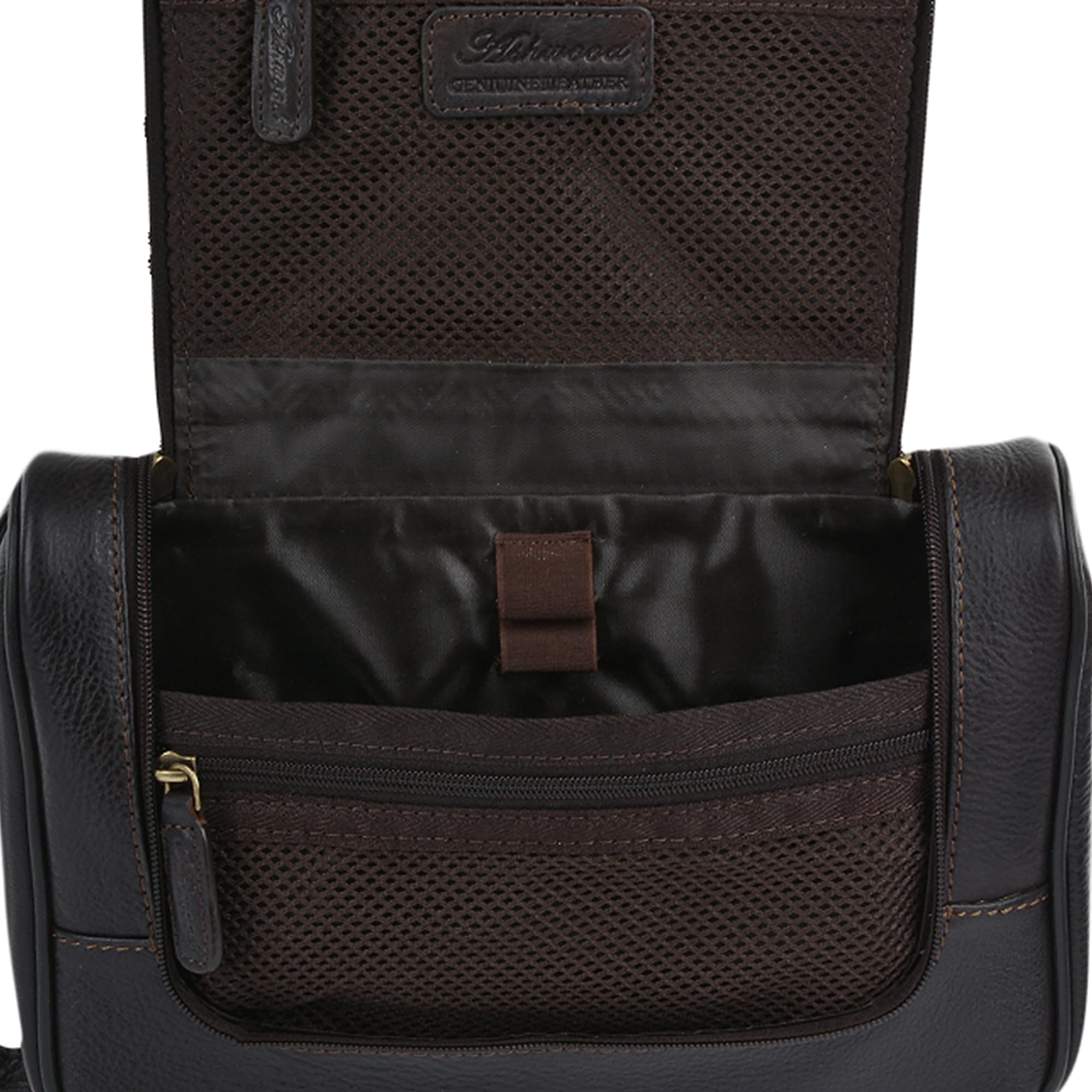 Ashwood Washbags 89145 beauty case Nero e Rosso in pelle e nylon